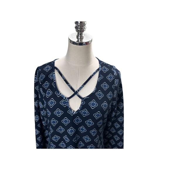 Gilli Dress Women's Size Large Navy Geometric Long Sleeve Mini - Picture 4 of 6